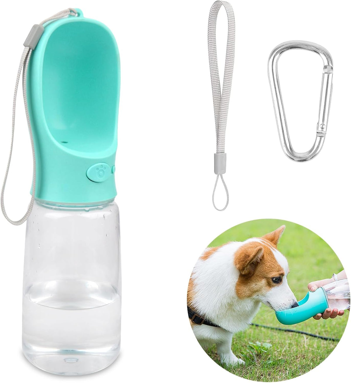 Dog Water Bottle - 550Ml Water Feeder Leak Proof Portable Puppy Water Dispenser with Drinking Feeder for Pets Outdoor Walking, Hiking, Travel, Food Grade Plastic for Pets