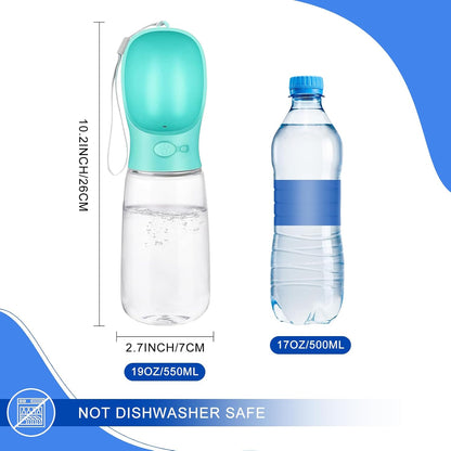 Dog Water Bottle - 550Ml Water Feeder Leak Proof Portable Puppy Water Dispenser with Drinking Feeder for Pets Outdoor Walking, Hiking, Travel, Food Grade Plastic for Pets