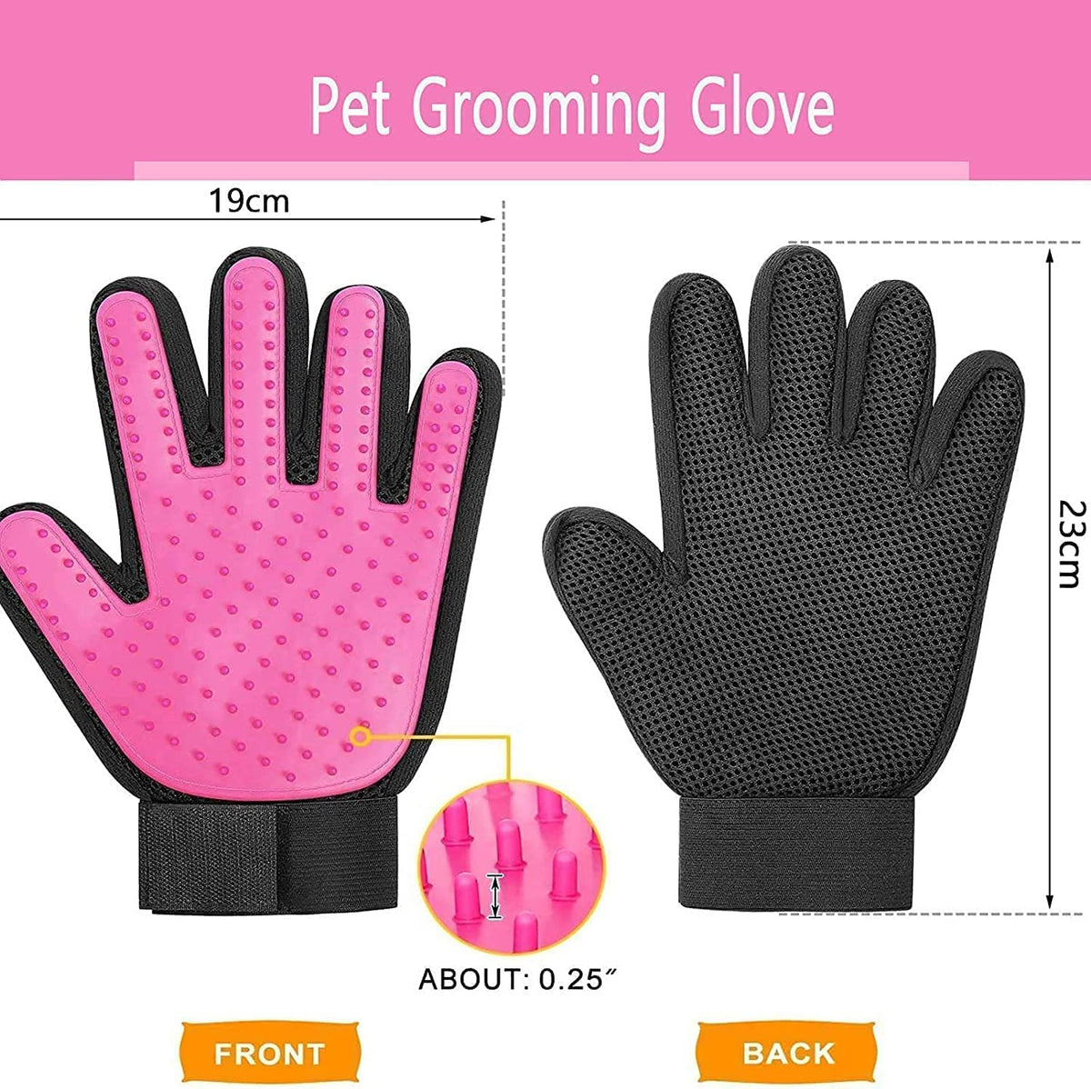 Pet Dog Cat Grooming Glove,Gentle Deshedding Brush Glove,Efficient Pet Hair Remover Mitt,Massage Tool with Enhanced Five Finger Design,For Dogs,Cats,Rabbits,Horses with Long/Short Fur,1 Pair