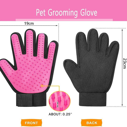 Pet Dog Cat Grooming Glove,Gentle Deshedding Brush Glove,Efficient Pet Hair Remover Mitt,Massage Tool with Enhanced Five Finger Design,For Dogs,Cats,Rabbits,Horses with Long/Short Fur,1 Pair
