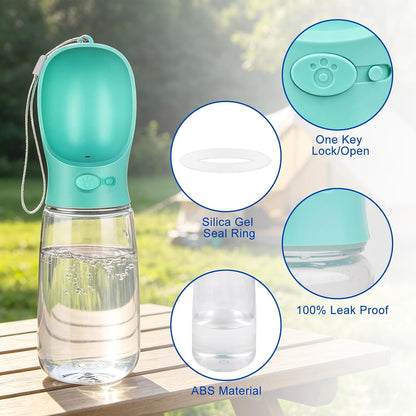 Dog Water Bottle - 550Ml Water Feeder Leak Proof Portable Puppy Water Dispenser with Drinking Feeder for Pets Outdoor Walking, Hiking, Travel, Food Grade Plastic for Pets