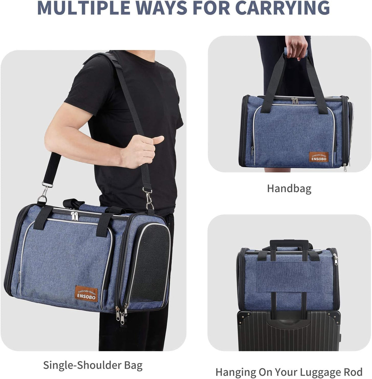 Cat Carrier Bag in Denim Fabric,  Pet Transport Bag