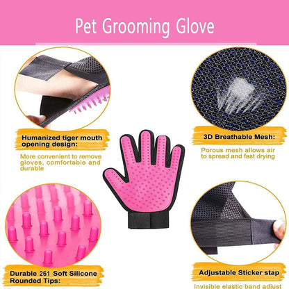 Pet Dog Cat Grooming Glove,Gentle Deshedding Brush Glove,Efficient Pet Hair Remover Mitt,Massage Tool with Enhanced Five Finger Design,For Dogs,Cats,Rabbits,Horses with Long/Short Fur,1 Pair