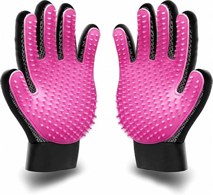Pet Dog Cat Grooming Glove,Gentle Deshedding Brush Glove,Efficient Pet Hair Remover Mitt,Massage Tool with Enhanced Five Finger Design,For Dogs,Cats,Rabbits,Horses with Long/Short Fur,1 Pair
