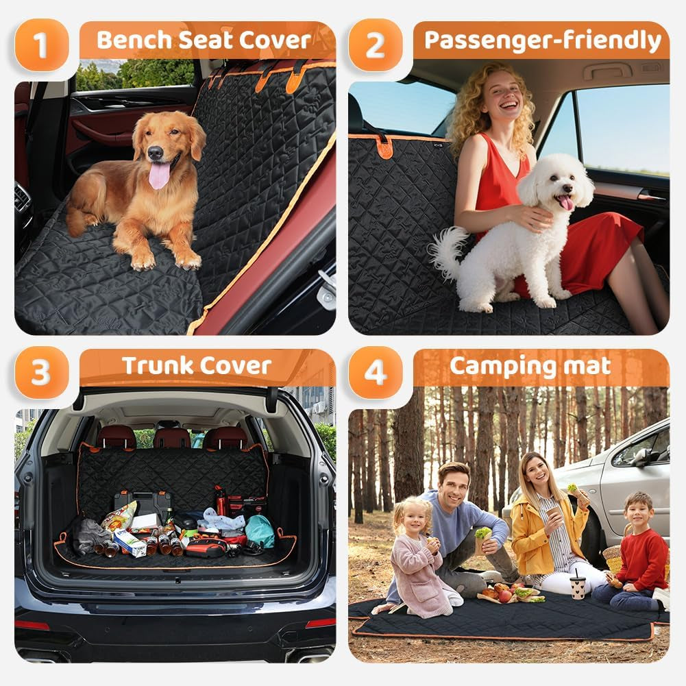 Dog Car Seat Cover | Premium Waterproof & Non-Slip Backseat Protector for Pets & Kids | Universal Size 132X58X46Cm/52X23X18 Inches
