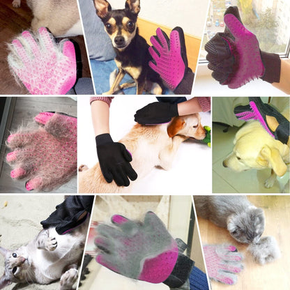 Pet Dog Cat Grooming Glove,Gentle Deshedding Brush Glove,Efficient Pet Hair Remover Mitt,Massage Tool with Enhanced Five Finger Design,For Dogs,Cats,Rabbits,Horses with Long/Short Fur,1 Pair