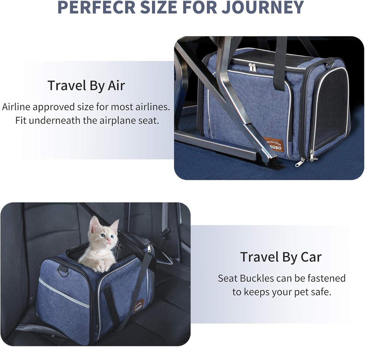 Cat Carrier Bag in Denim Fabric,  Pet Transport Bag