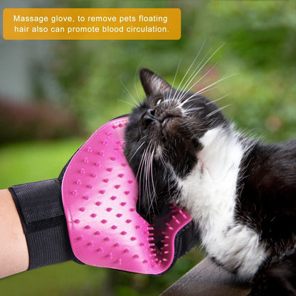 Pet Dog Cat Grooming Glove,Gentle Deshedding Brush Glove,Efficient Pet Hair Remover Mitt,Massage Tool with Enhanced Five Finger Design,For Dogs,Cats,Rabbits,Horses with Long/Short Fur,1 Pair
